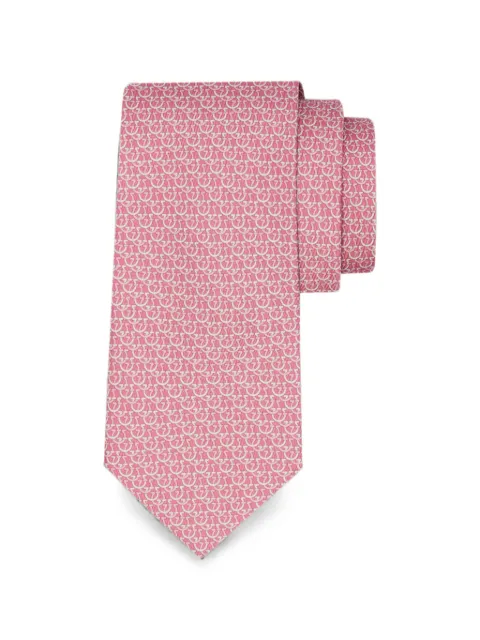 Ferragamo Gancini links print silk tie Pink 794545