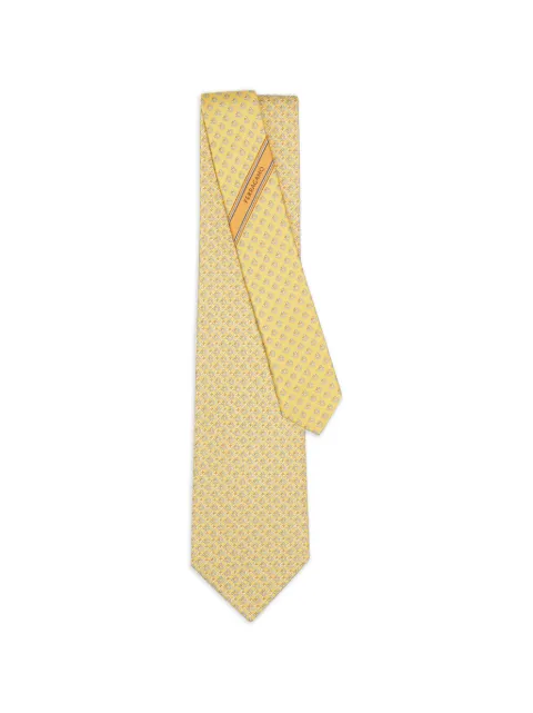 Ferragamo Gancini square-print silk tie Yellow 794730