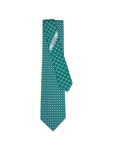 Ferragamo frog-print silk tie Green 794948