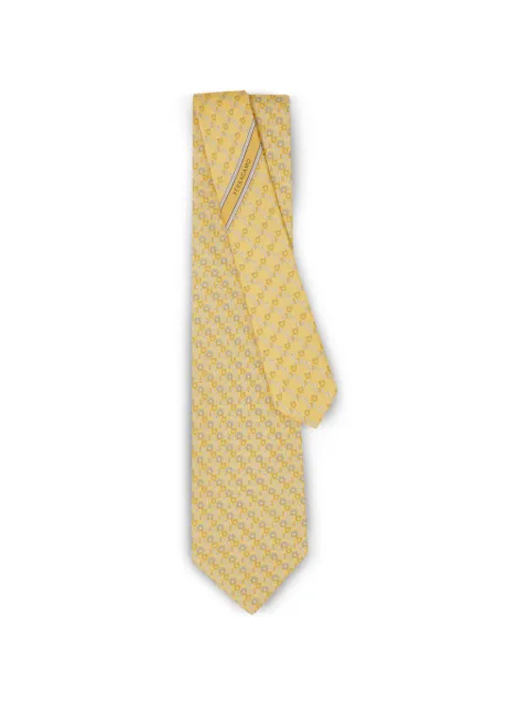Ferragamo Frog-print silk tie Yellow 794947
