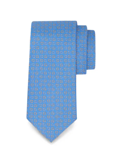 Ferragamo Gancini-print silk tie Blue 794710