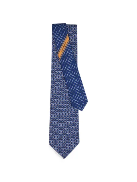 Ferragamo Gancini square-print silk tie Blue 794727