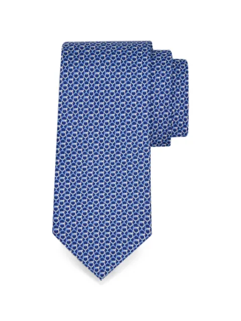 Ferragamo Gancini links print silk tie Blue 794591