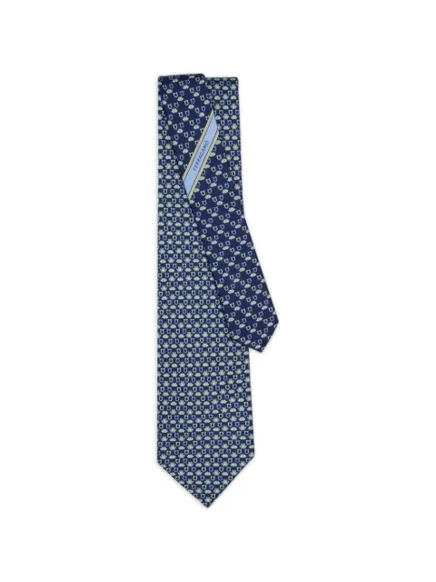 Ferragamo Frog-print silk tie Blue 794942