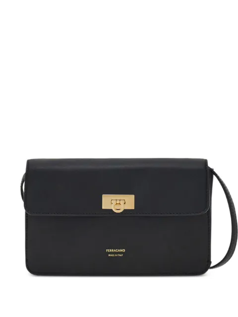 Ferragamo Gancini logo-detail clutch bag Black 795687
