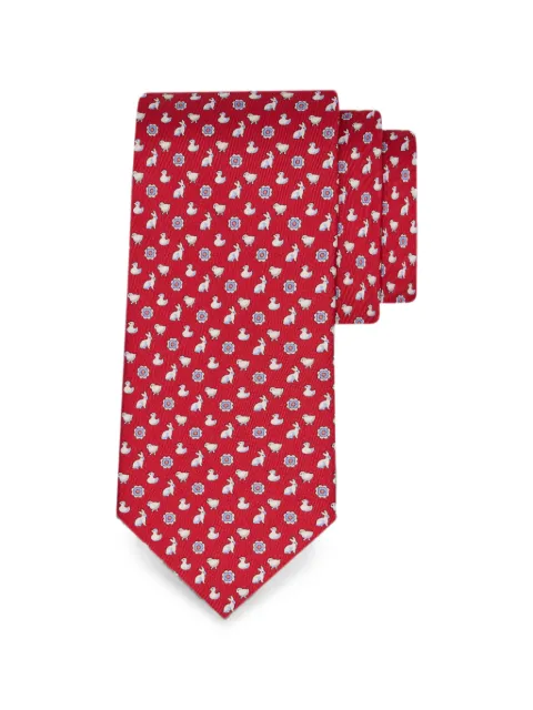 Ferragamo Charms-print silk tie Red 794638