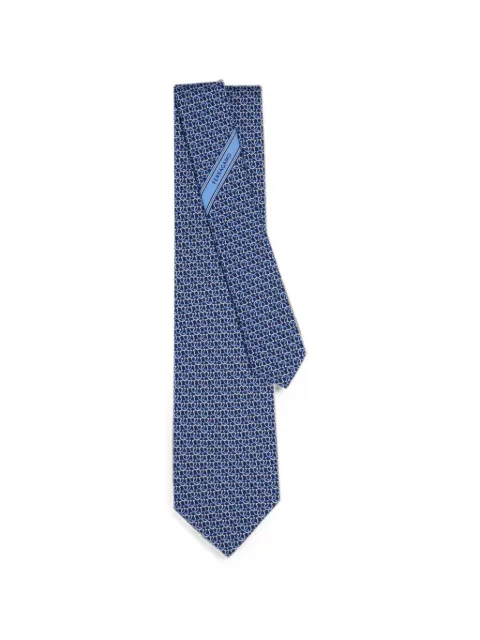 Ferragamo Gancini links print silk tie Blue 794541
