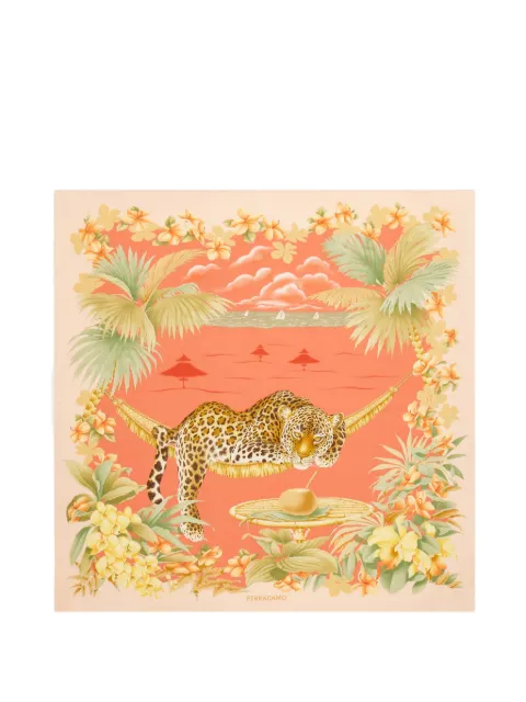 Ferragamo Jungle-print silk foulard Orange 795266