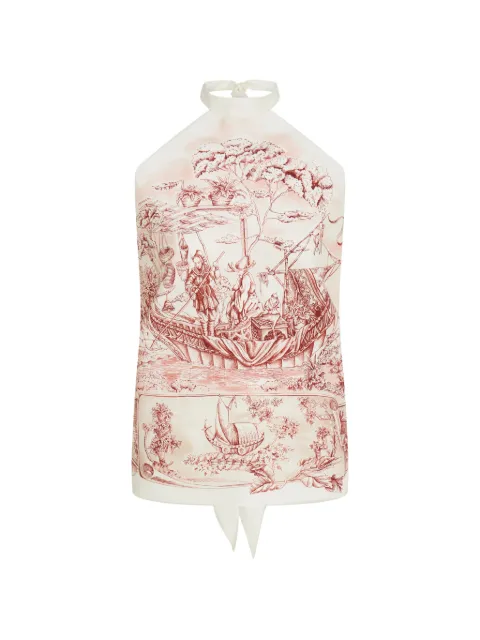 Ferragamo Voyage-print foulard top White 795149