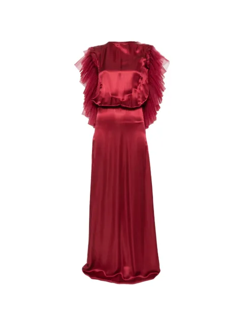DUNESI Mariposa ruffled gown Red DUNMARBUR