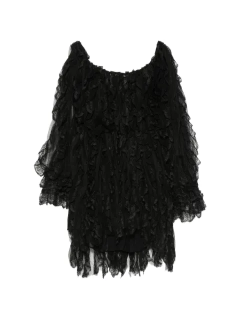DUNESI lace-trim ruffled mini dress Black DUNADRBLA