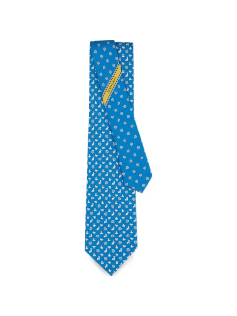 Ferragamo charms-print silk tie Blue 794637