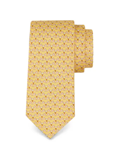 Ferragamo Club-print silk tie Yellow 794664