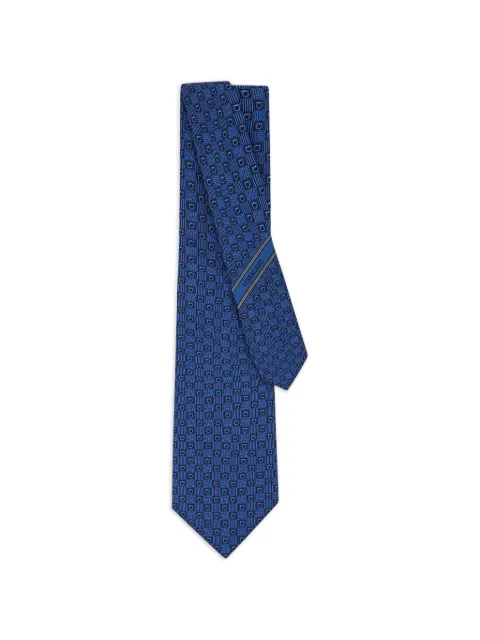 Ferragamo Gancini silk jacquard tie Blue 794481
