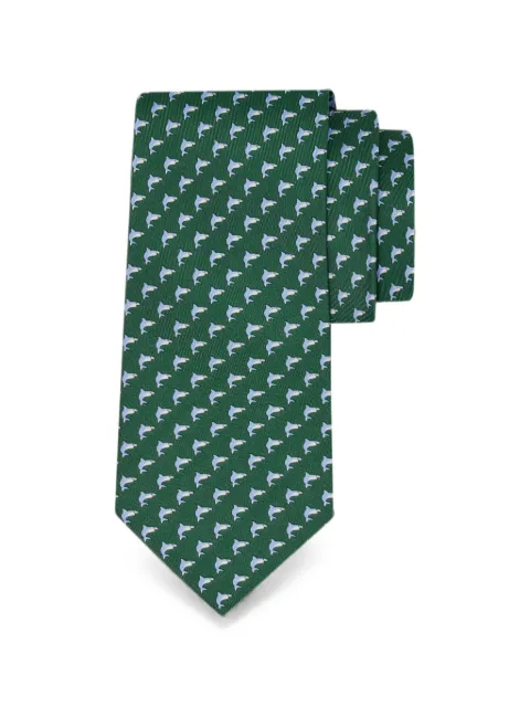 Ferragamo shark print silk tie Green 794581