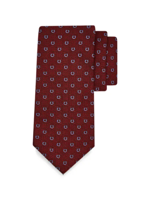 Ferragamo Gancini silk jacquard tie Red 794460