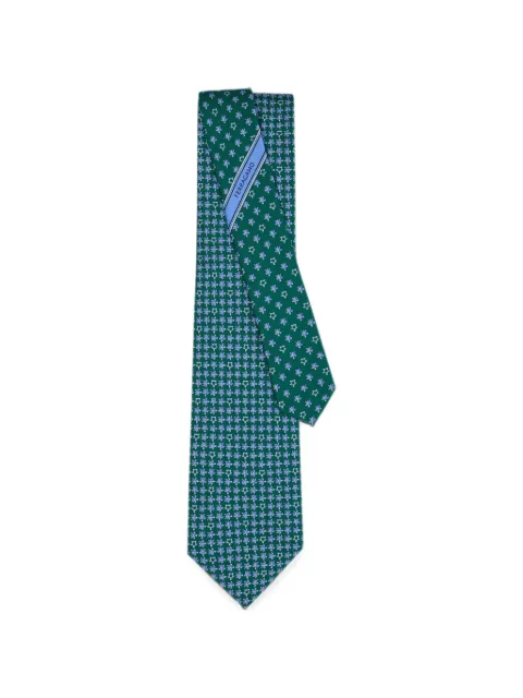 Ferragamo Turtles-print silk tie Green 794744
