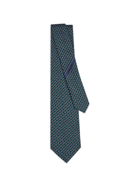 Ferragamo Gancini silk jacquard tie Green 794434