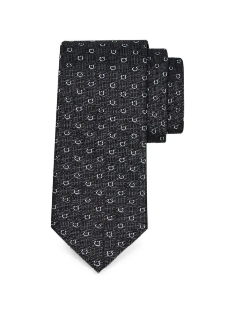 Ferragamo Gancini silk jacquard tie Black 794458
