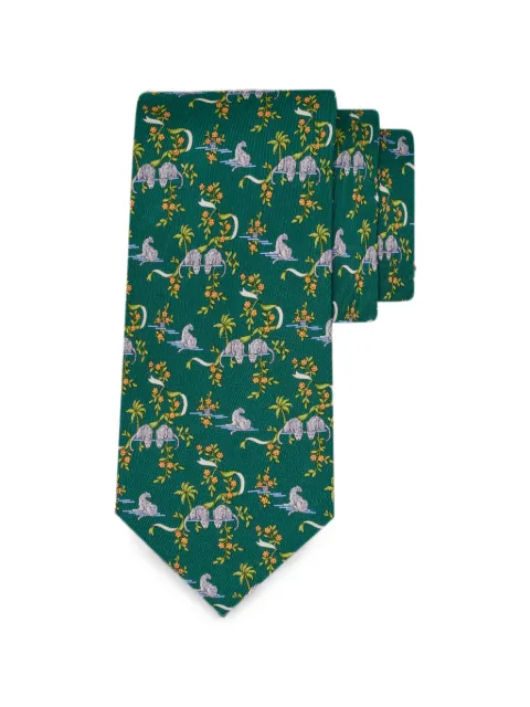 Ferragamo Amazon-print silk tie Green 795121