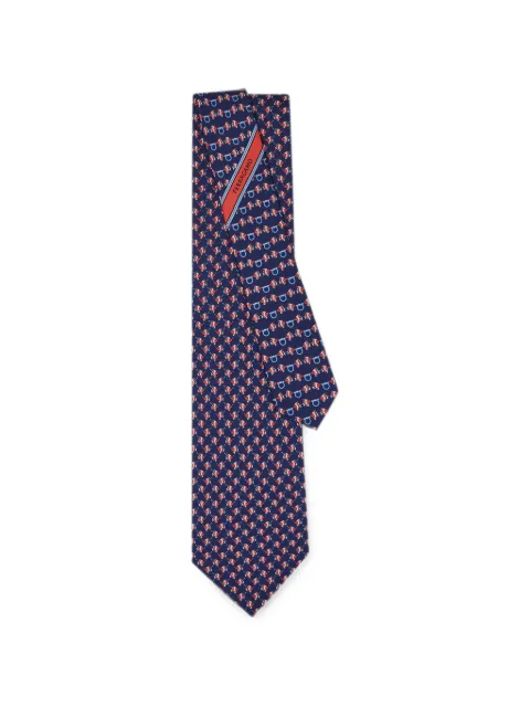 Ferragamo Cyrus Gancini fish-print tie Blue 794550