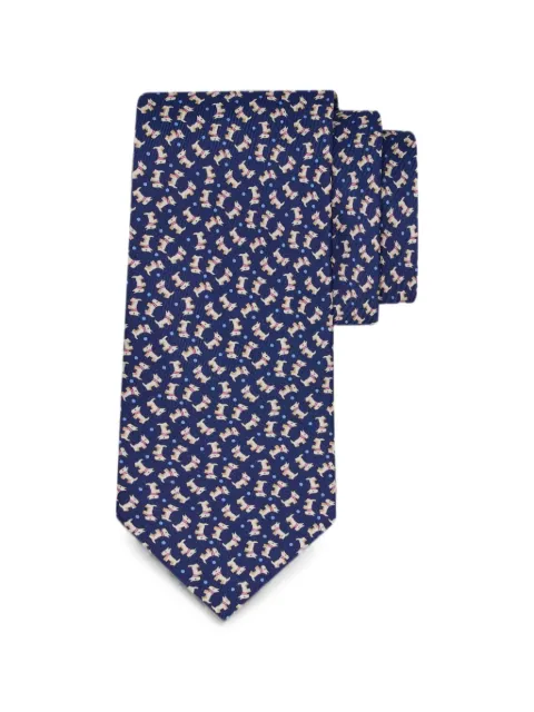 Ferragamo Charlie-print silk tie Blue 794615