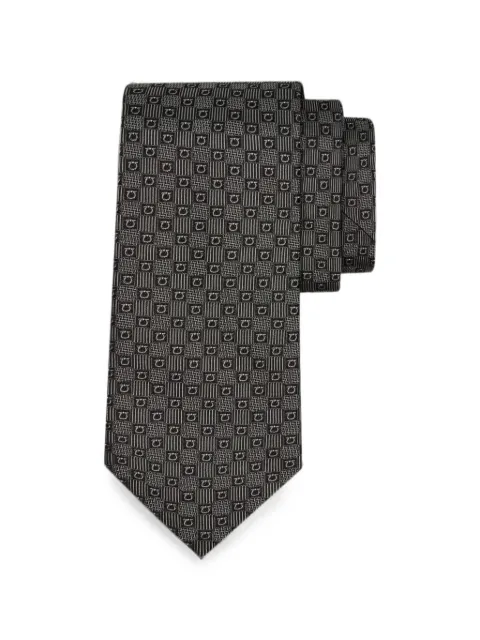 Ferragamo Gancini silk jacquard tie Black 794485