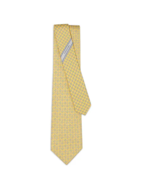 Ferragamo Gancini print silk tie Yellow 794714