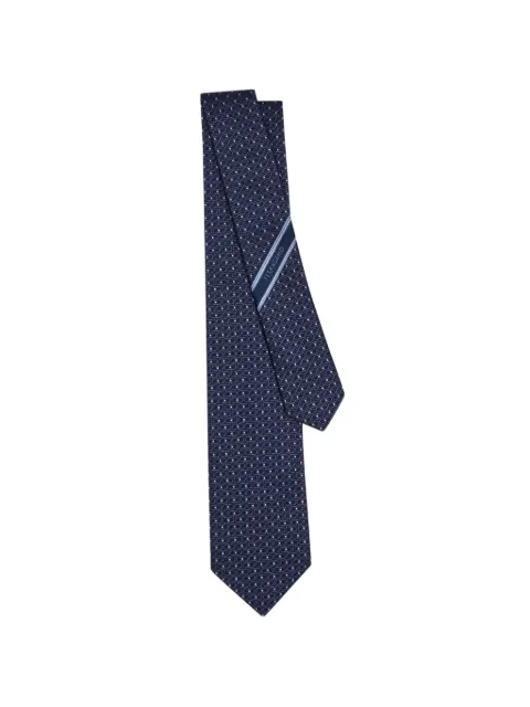 Ferragamo Double-Gancini silk jacquard tie Blue 794559