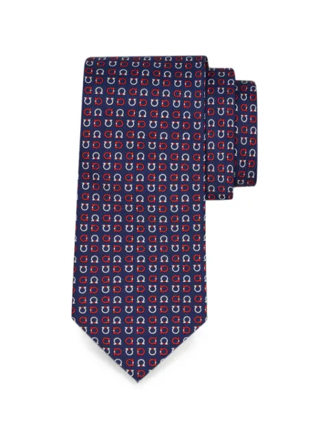 Ferragamo Gancini print silk tie Blue 794708