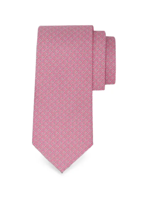 Ferragamo Gancini Square print silk tie Pink 794732