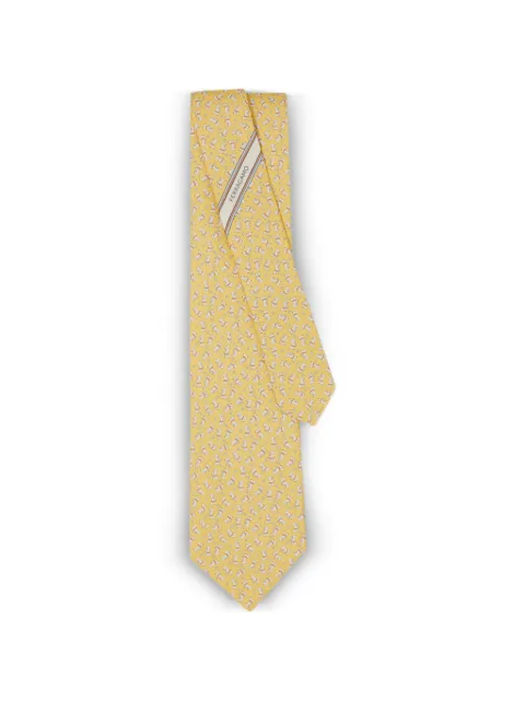 Ferragamo Charlie-print silk tie Yellow 794619