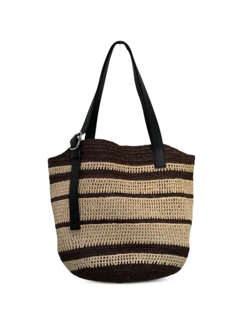 LOEWE Loop Basket striped shoulder bag Brown BB22LOBX01