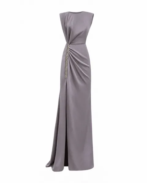 Gemy Maalouf draped crystal-embellished dress Grey EDW251959LD