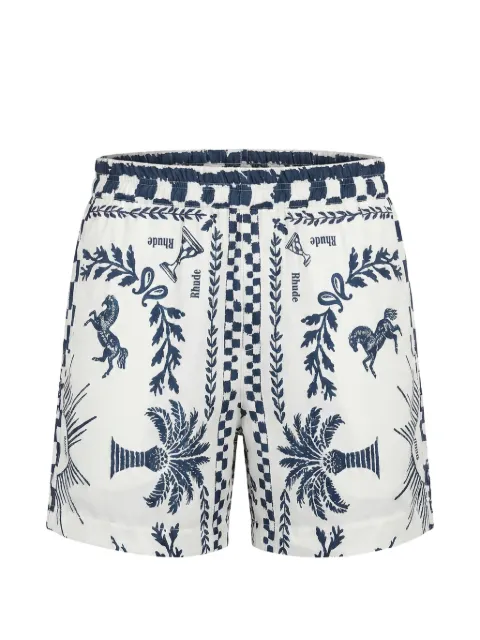 RHUDE graphic-print drawstring shorts White RHSS26SH02358