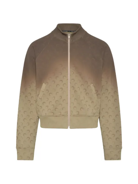 Marine Serre Moon-print zip-up sweater Brown UJA081ACJER0073BG40