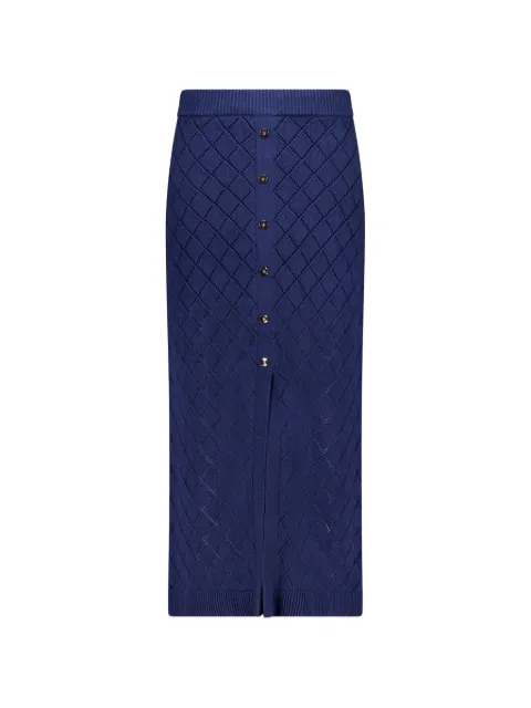 HEVRON diamond-pattern button-detail skirt Blue HSP24SK080