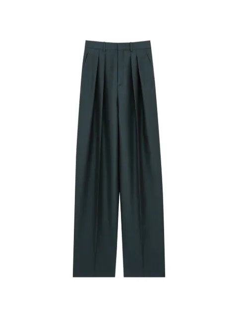 Saint Laurent pleated wide-leg trousers Green 854457Y1N02