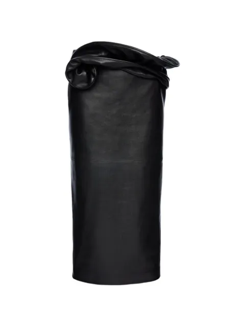 Magda Butrym flower-detail leather midi skirt Black 263526