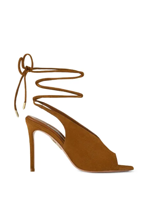 Aquazzura Lais lace-up peep-toe sandals Brown LISMIDS0SUE884