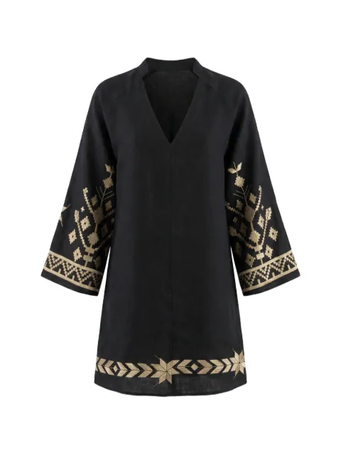 GREEK ARCHAIC KORI embroidered linen dress Black S26K2043204