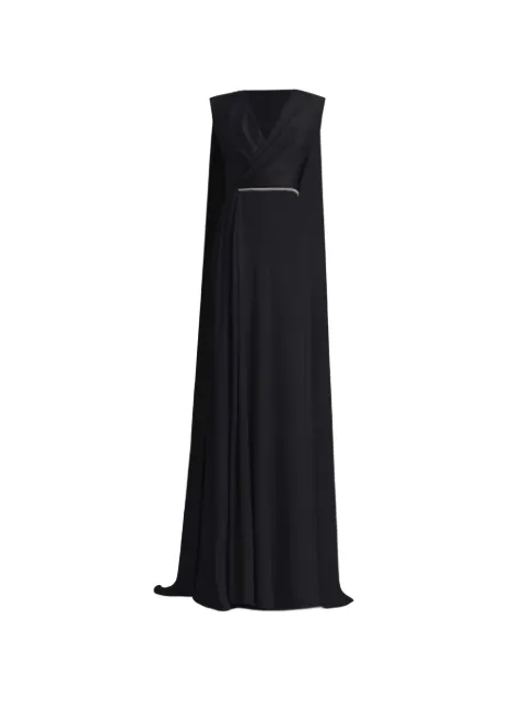 Gemy Maalouf cape-back V-neck dress Black EDW251953LD