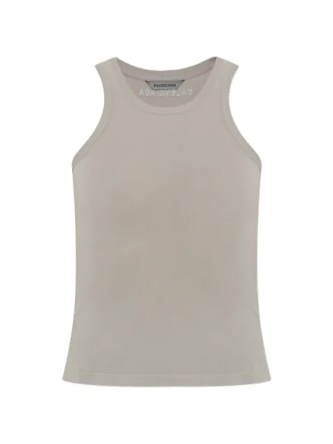 Balenciaga logo-embroidered ribbed-knit tank top Grey 870175T5347