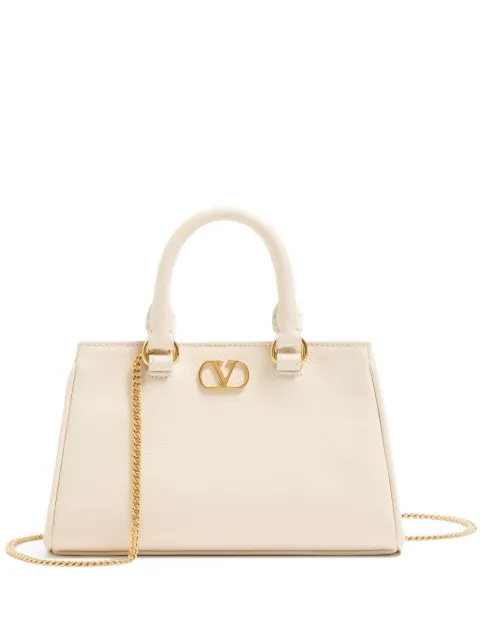 Valentino Garavani VLogo Signature grained leather tote bag Neutrals WP0BA9SNP