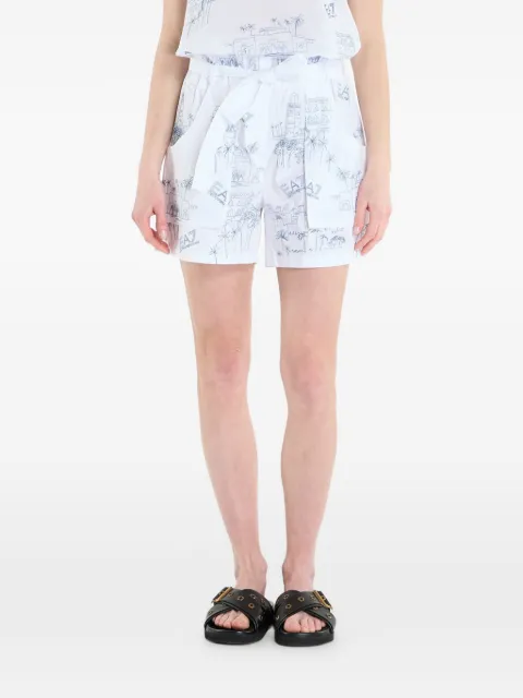 Ea7 Emporio Armani Train Costa graphic-print tie-fastening cotton shorts White 7W001026AF21126F0153