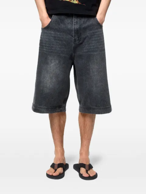 GODMADE washed-effect logo-print shorts Black GMJT015674