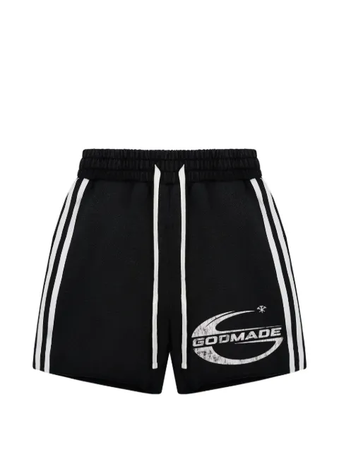 GODMADE Imperial logo-print side-stripe shorts Black GMST014474
