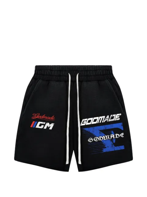 GODMADE 7 Speed logo-print shorts Black GMST013474