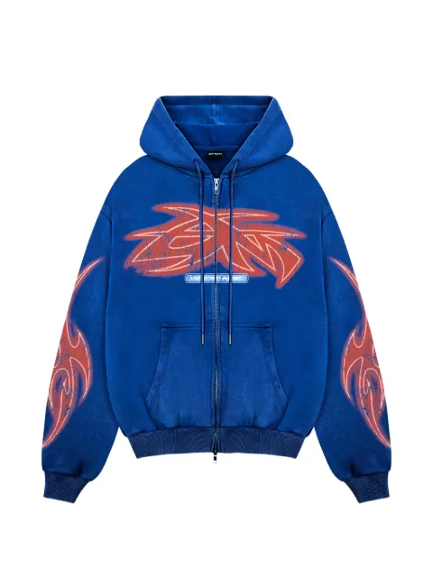 GODMADE Vivid graphic-print zip-up hoodie Blue GMZH012770