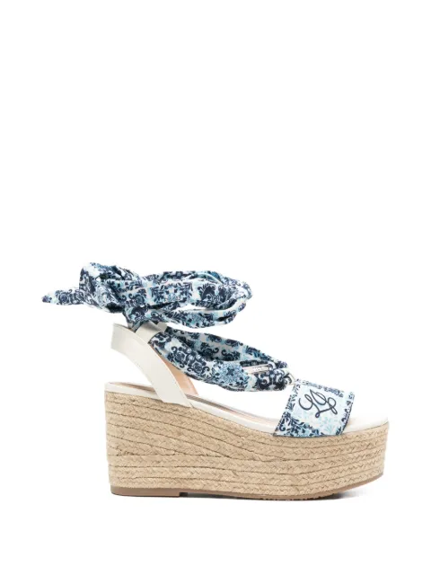 LIU JO wedge sandals with foulard Blue SA6087TX133